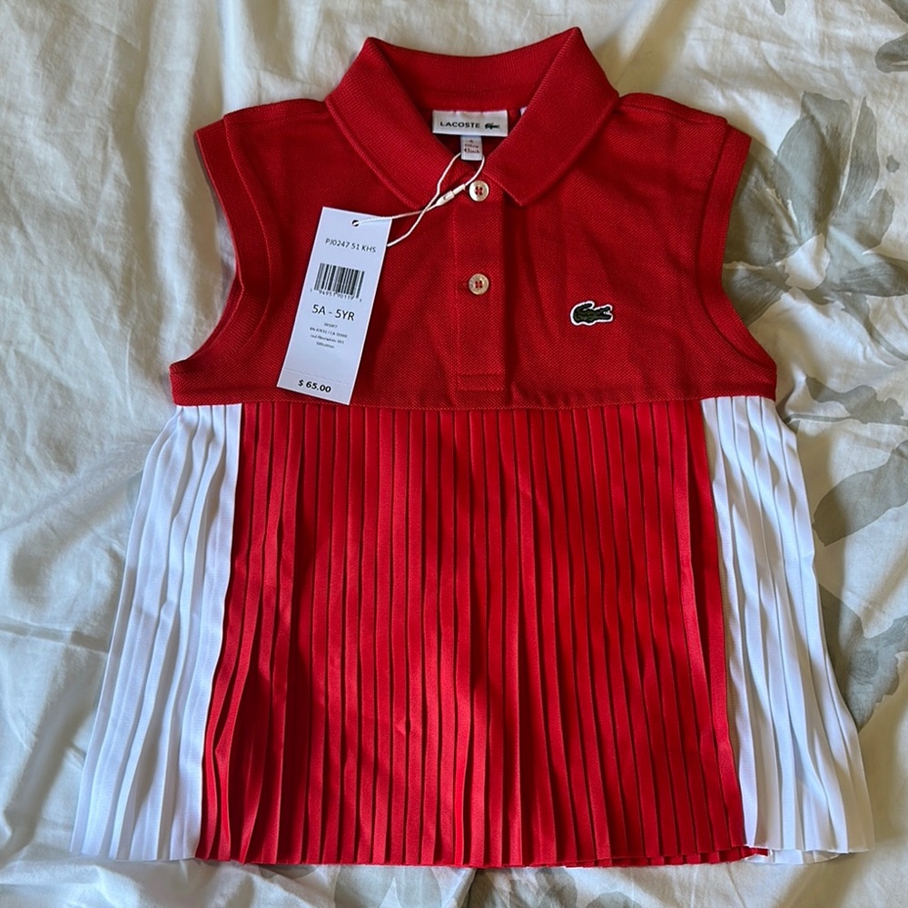 Lacoste Red and White Polo Shirt